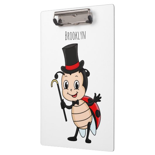 Cute ladybug with top hat and tie cartoon  クリップボード (左)