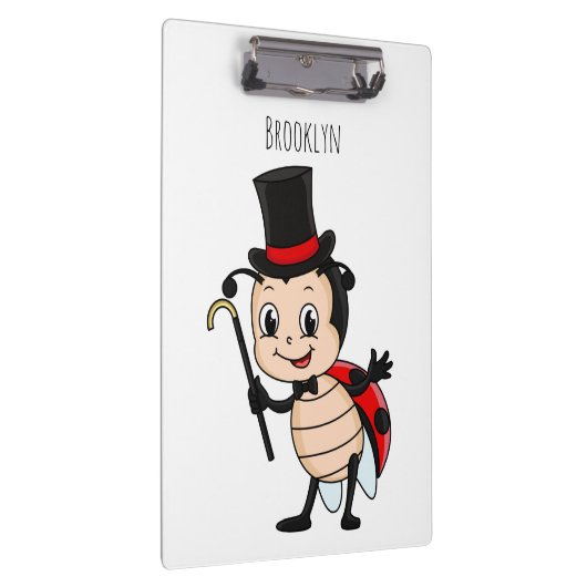 Cute ladybug with top hat and tie cartoon  クリップボード (右)