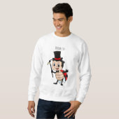 Cute ladybug with top hat and tie cartoon スウェットシャツ (正面フル)