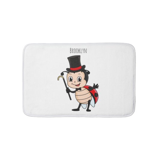 Cute ladybug with top hat and tie cartoon バスマット (正面)