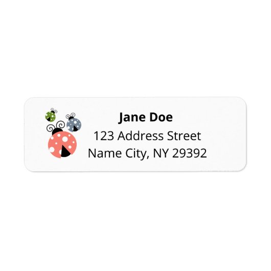 Cute LadybugsメーリングAddress Return Label ラベル (正面)