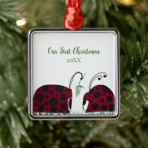 Cute Ladybugs And Mistletoe 