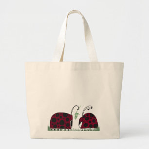Cute Ladybugs And Mistletoe ラージトートバッグ
