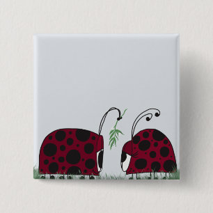 Cute Ladybugs And Mistletoe 缶バッジ