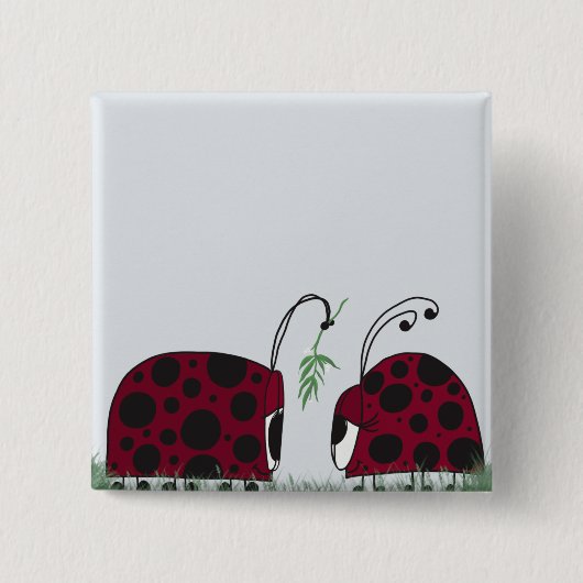 Cute Ladybugs And Mistletoe 缶バッジ (正面)
