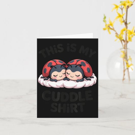 Cute Ladybugs Couple This Is My Cuddle  カード (黄色い花)