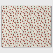 Cute ladybugs Easter pattern on plaid cream white ラッピングペーパー (フラット)