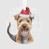 Cute Lakeland Terrier Dog Holiday Christmas Photo オーナメント (裏面)