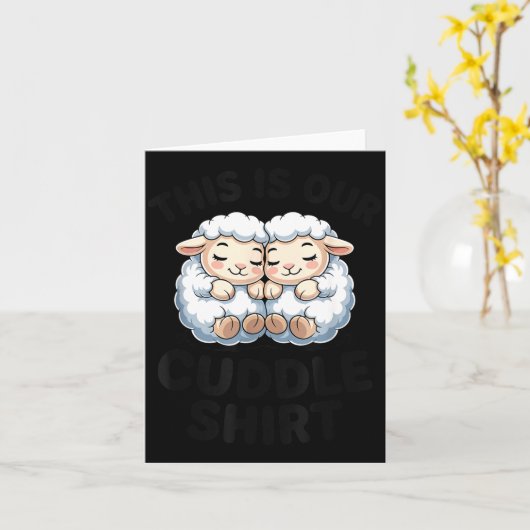 Cute Lamb Couple This Is Our Cuddle カード (黄色い花)