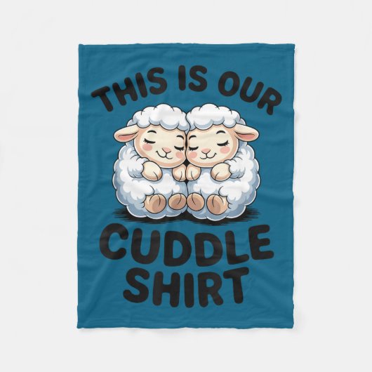 Cute Lamb Couple This Is Our Cuddle  フリースブランケット (正面)