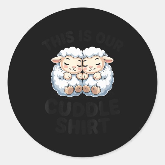 Cute Lamb Couple This Is Our Cuddle  ラウンドシール (正面)