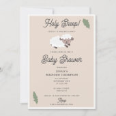 Cute Lamb Holy Sheep Funny Baby Shower 招待状 (正面)