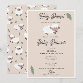 Cute Lamb Holy Sheep Funny Baby Shower 招待状