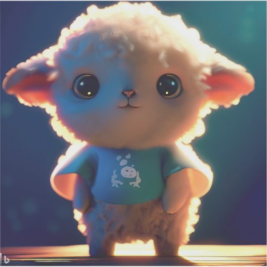 Cute lamb with a t-shirt シール (正面)