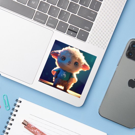 Cute lamb with a t-shirt シール (ノートパソコンとiPhone)