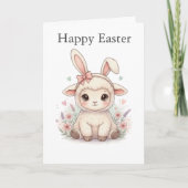 Cute Lamb with Bunny Ears Pastel colors Easter カード (正面)