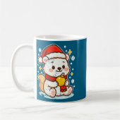 Cute Lar Bear Winter With Santa Hat  コーヒーマグカップ (左)