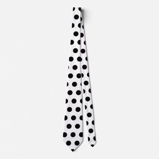 Cute large black polka dots pattern on white ネクタイ (正面)