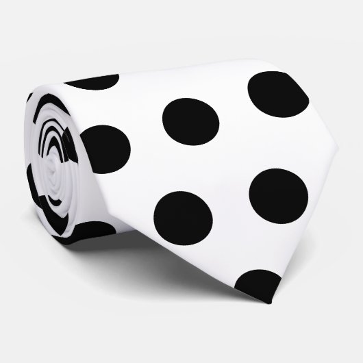 Cute large black polka dots pattern on white ネクタイ (ロール)