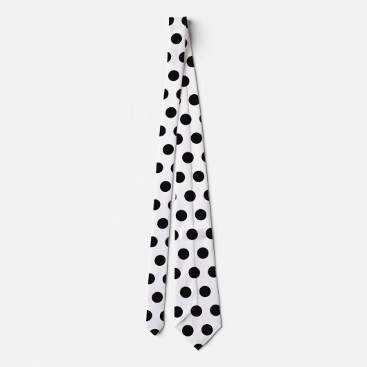 Cute large black polka dots pattern on white ネクタイ (裏面)