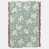 Cute Laughing Elephants in Cream and Sage Green スローブランケット (正面縦)