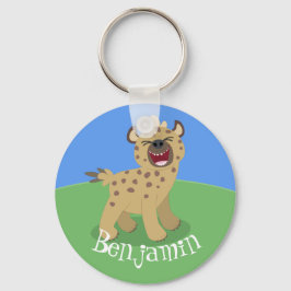 Cute laughing hyena cartoon illustration キーホルダー