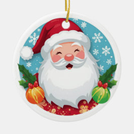 Cute Laughing Santa Christmas セラミックオーナメント