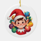 Cute Laughing Santa Christmas セラミックオーナメント (裏面)