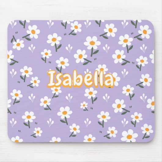 Cute Lavender Daisy Mouse Pad for Spring マウスパッド (正面)