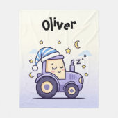 Cute Lavender Sleepy Tractor  フリースブランケット (正面)