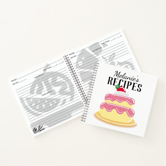 Cute Layer Cake Personalised Recipe ノートブック (内部)
