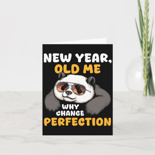 Cute Lazy Panda New Year Old Me 2026 Funny Sarcast カード (正面)