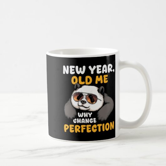Cute Lazy Panda New Year Old Me 2026 Funny Sarcast コーヒーマグカップ (右)