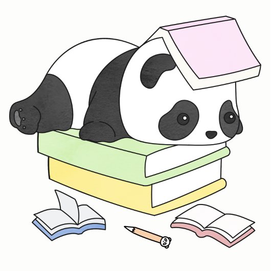 Cute Lazy Panda Studying Illustration プランナー手帳
