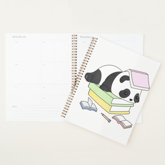 Cute Lazy Panda Studying Illustration プランナー手帳 (ディスプレー)