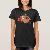 Cute Lazy Sloth Holding Heart Love Sloth Valentine Tシャツ (正面)