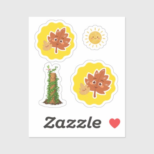 Cute Leaf, Sun and Climbing Plant Pun Sticker Set シール (シート)