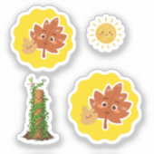 Cute Leaf, Sun and Climbing Plant Pun Sticker Set シール (正面)
