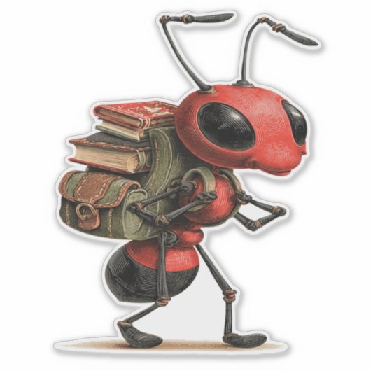 Cute Learning Ant Sticker シール (正面)