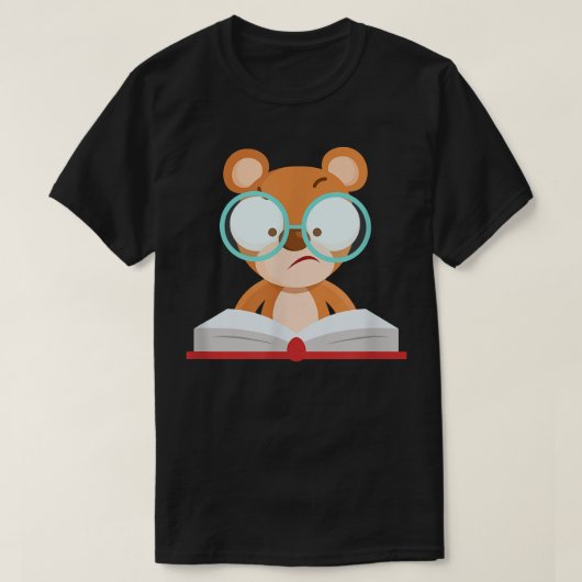 Cute learning bear simple costume funny glasses bo tシャツ (デザイン正面)