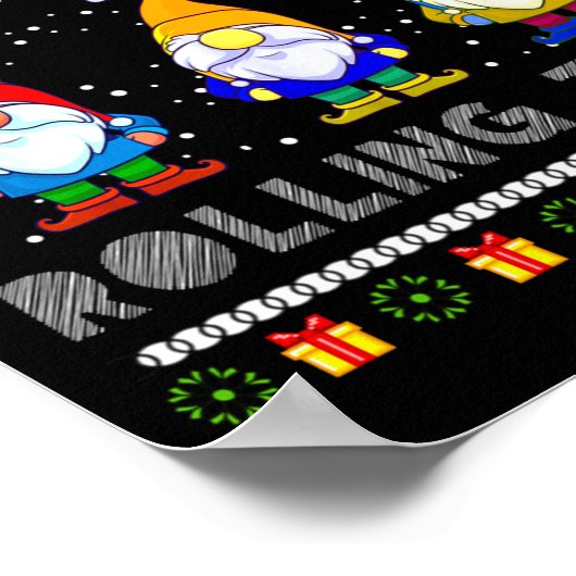 Cute Lefse Rolling Team Norwegian Gnomes Ugly Xmas ポスター (角)