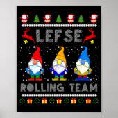 Cute Lefse Rolling Team Norwegian Gnomes Ugly Xmas ポスター (正面)