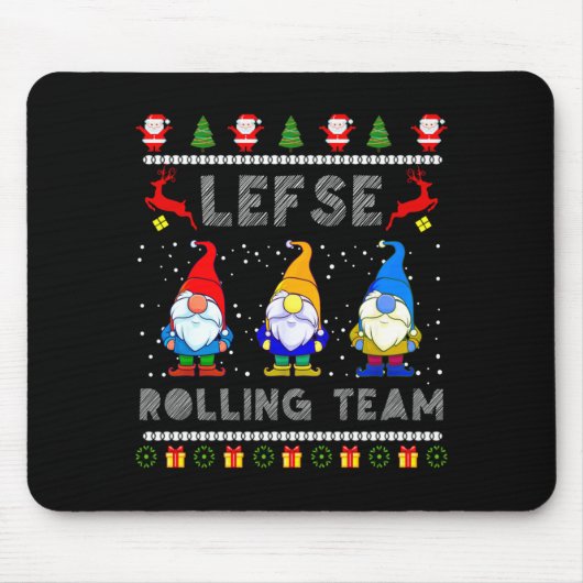Cute Lefse Rolling Team Norwegian Gnomes Ugly Xmas マウスパッド (正面)