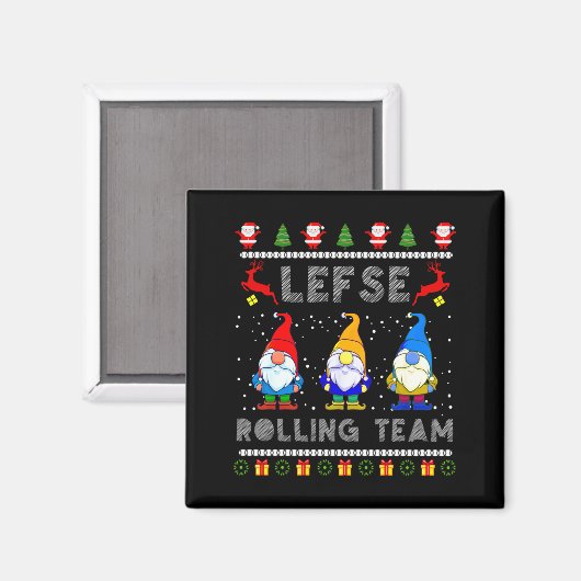 Cute Lefse Rolling Team Norwegian Gnomes Ugly Xmas マグネット (正面/裏面)