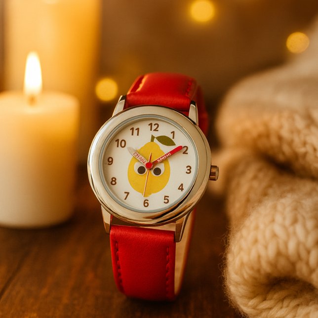 Cute Lemon Character with Googly Eyes  腕時計 (クリエイターアップロード済み)