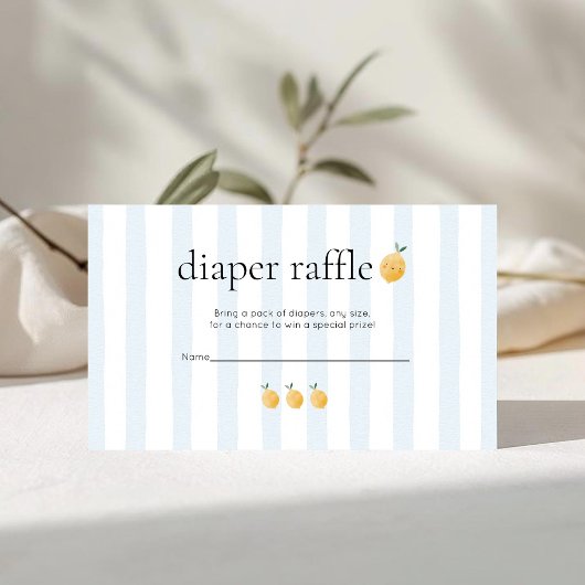 Cute Lemon Citrus Baby Shower Diaper Raffle エンクロージャーカード