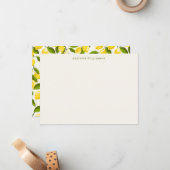 Cute Lemon Fruit Watercolor Pattern Personalized ノートカード (正面/裏面インサイチュ)