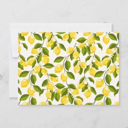 Cute Lemon Fruit Watercolor Pattern Personalized ノートカード (裏面)