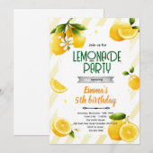 Cute lemon party theme invitation 招待状 (正面/裏面)