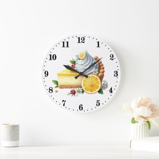 Cute lemon pie lovers kitchen  ラージ壁時計 (ホーム)